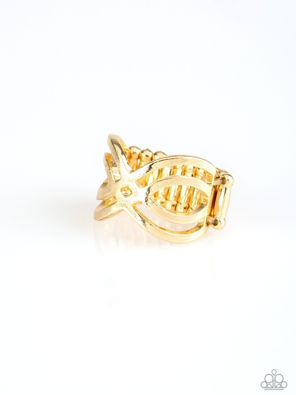 Infinite Fashion Unique Paparazzi Shimmering Gold Crisscross Stretch Ring